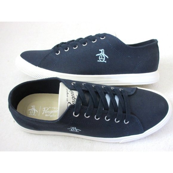Original Penguin Men's Sam Stripe Classic Lace Up Canvas Dark Blue Shoes NIB - Picture 2 of 6